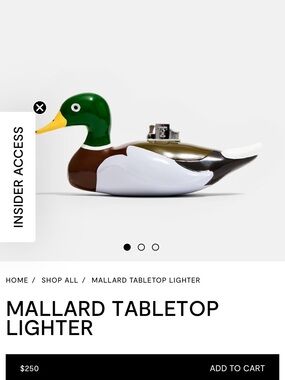 Eddie Parker Mallard Duck Tabletop Lighter - Green/White/Brown
